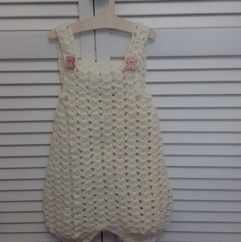 Baby romper 3-6 months,handcrafted by Yarn Artist The Angry Crocheter
